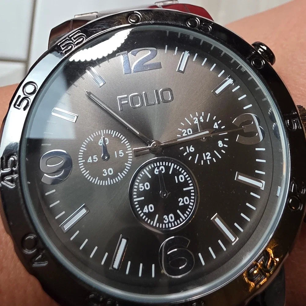 Folio Mens Gunmetal Grey Chronograph Style Watch FMDMSG074 Japan Movt